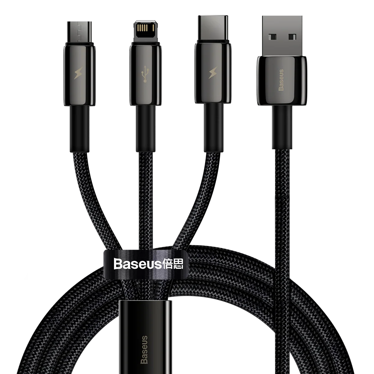 钨金系列 一拖三快充数据线USB to M+L+C 3.5A