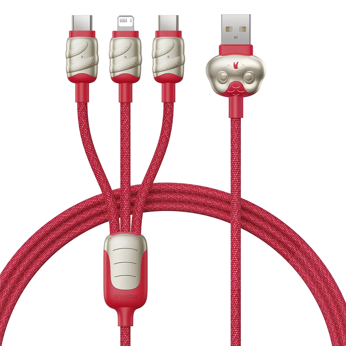 俐奈 蛇年生肖系列 快充充电线 USB to C+C+L 3.5A 1.2m