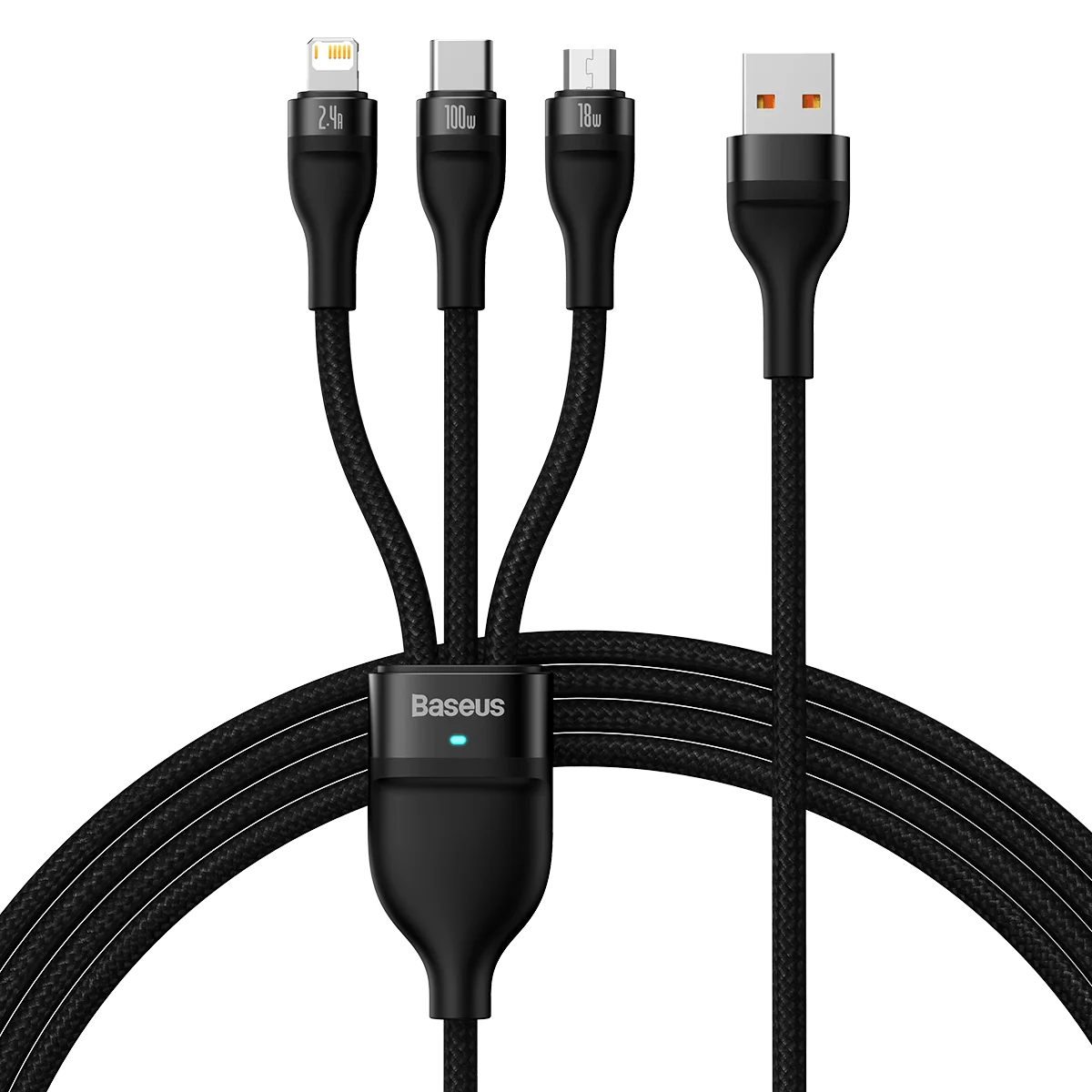 闪速系列2 一拖三快充数据线USB to M+L+C 100W