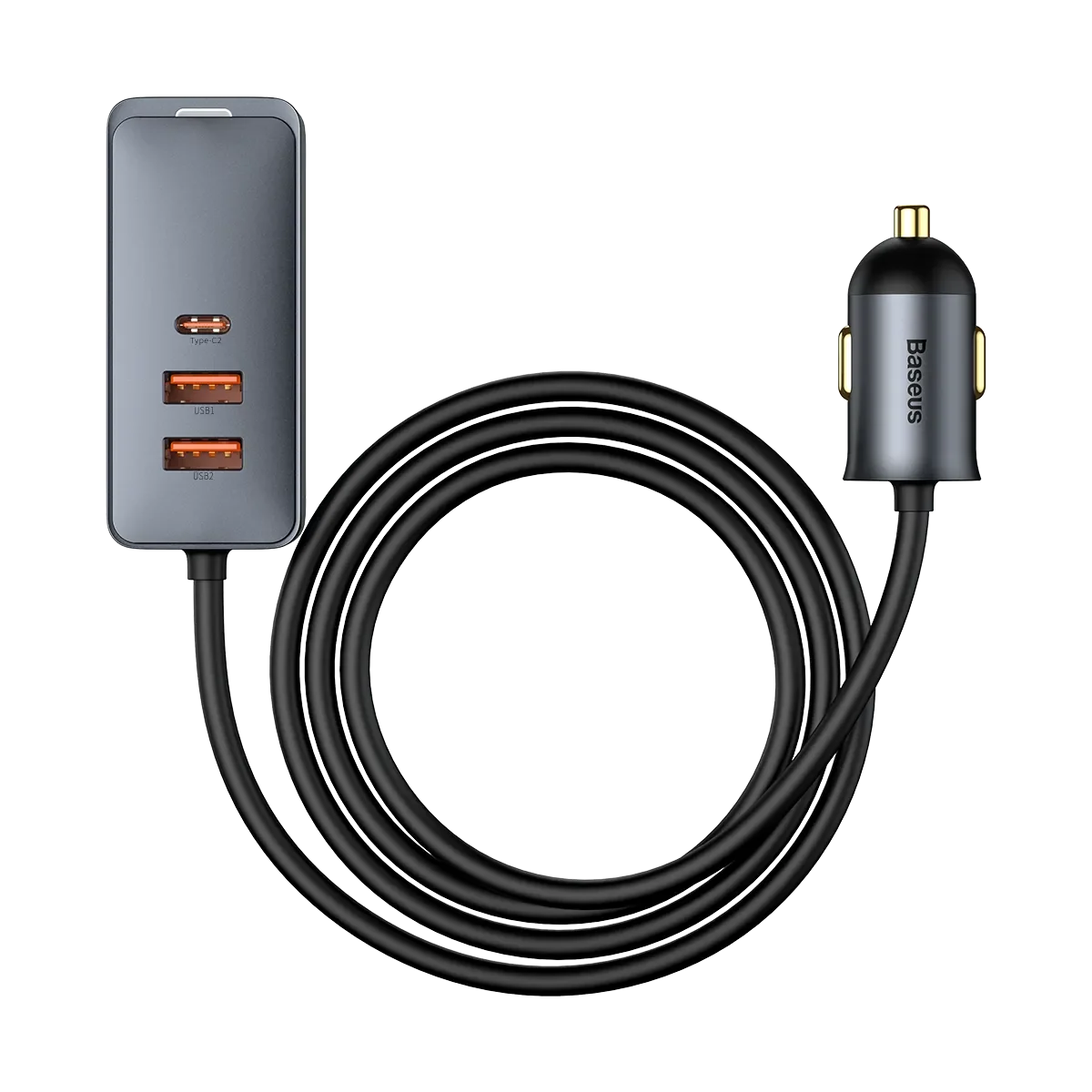 倍享PPS带线多口快充车载充电器120W 2U+2C 3U+1C