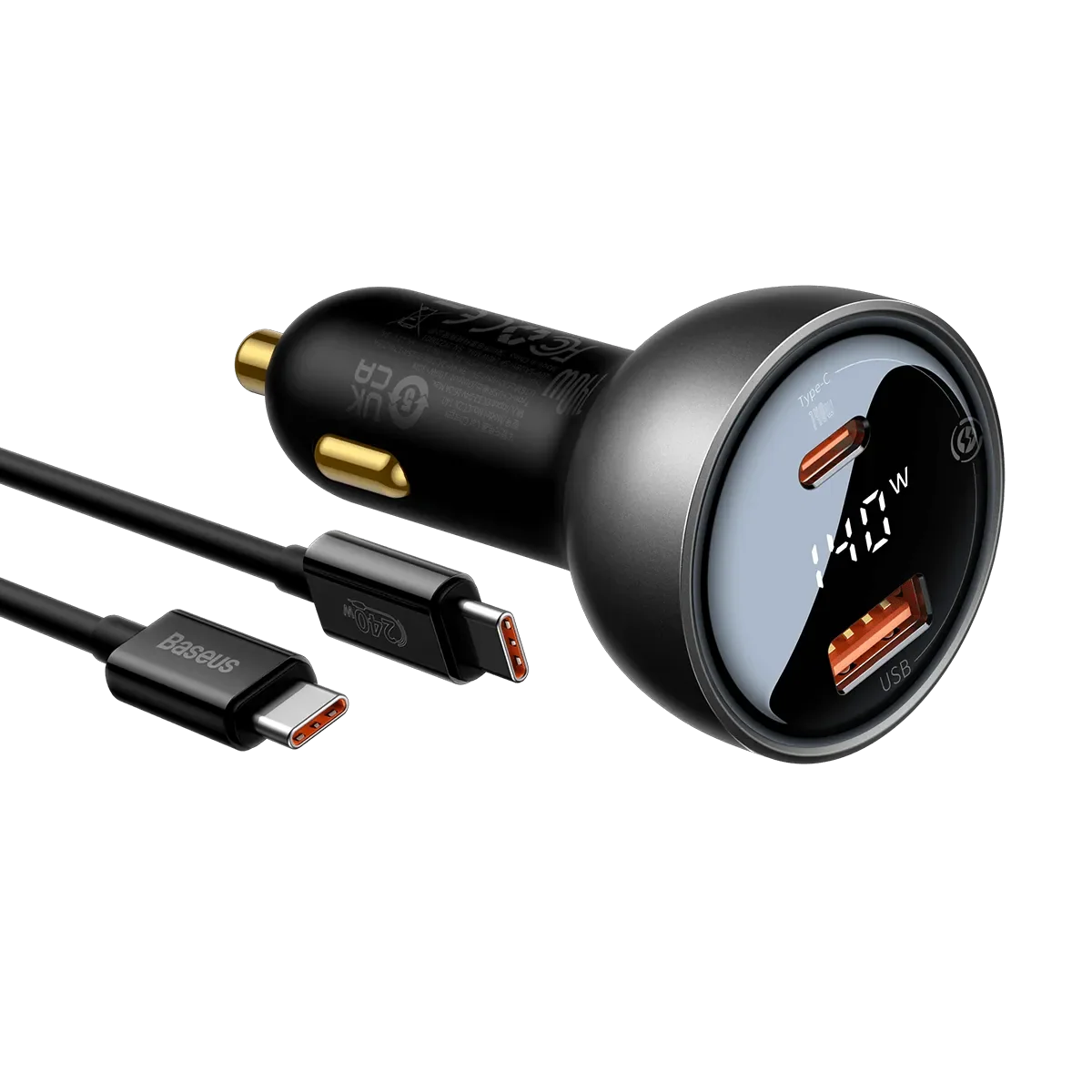 尊显数显PD3.1双路快充车载充电器U+C 140W 套装