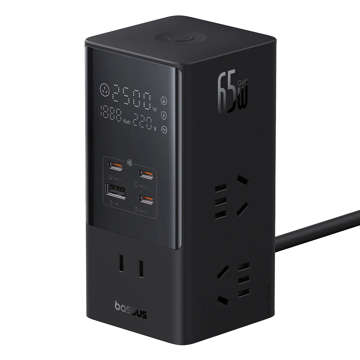 俐奈 灵睿Pro系列 快充插线板 数显款 6AC+1U+3C 65W 1.5m 中规